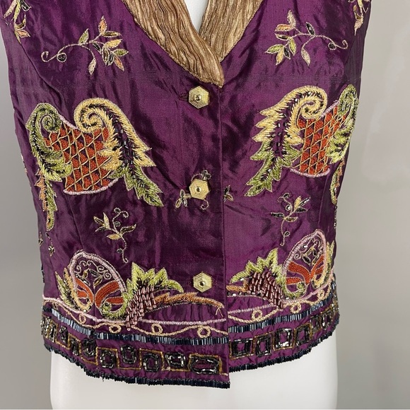 YSA Dupiré Vintage 1980s Silk Hand Beaded Art Vest - Picture 5 of 11